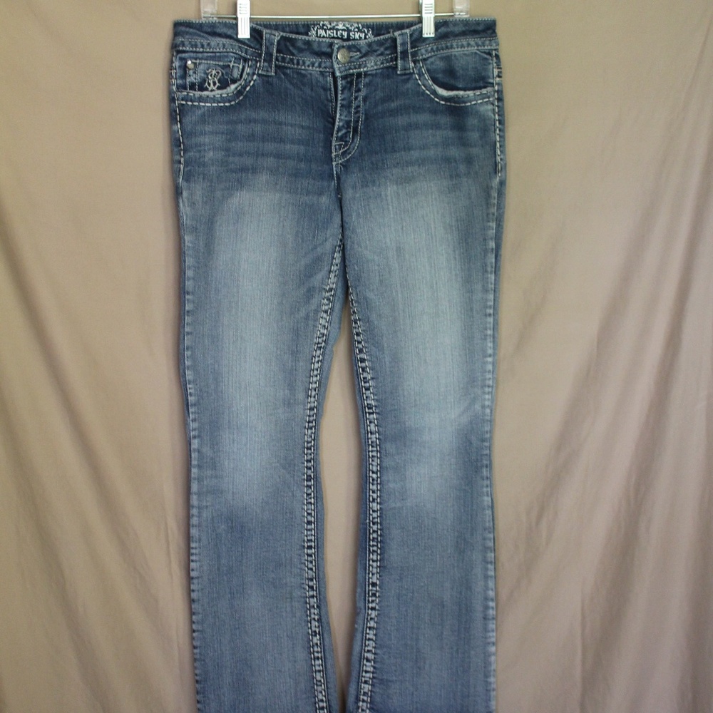 Paisley Sky Denim Jeans ~ Straight Leg Bootcut ~ Womens Size 10